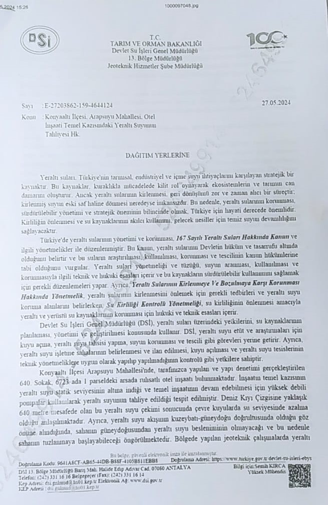 Konyaaltı'nın Yeraltı Suları Otel Inşaatına Kurban Edildi Rapor1