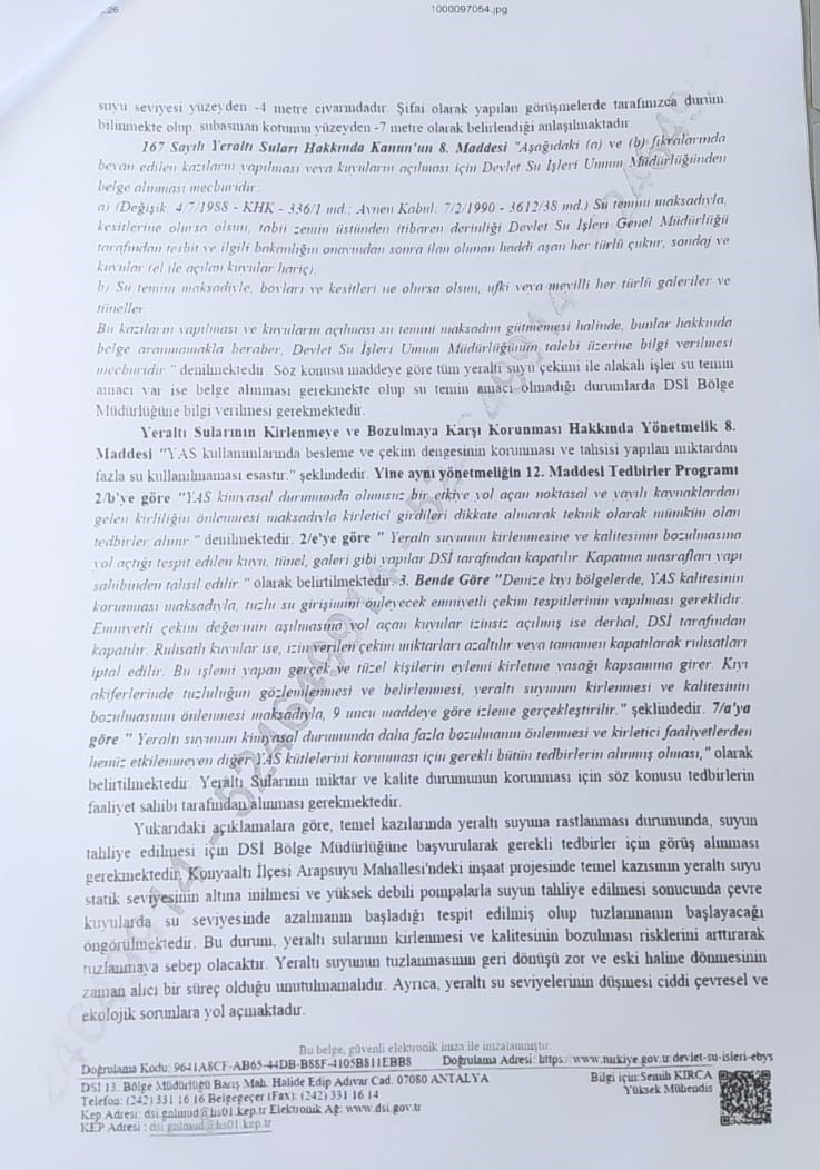 Konyaaltı'nın Yeraltı Suları Otel Inşaatına Kurban Edildi Rapor2