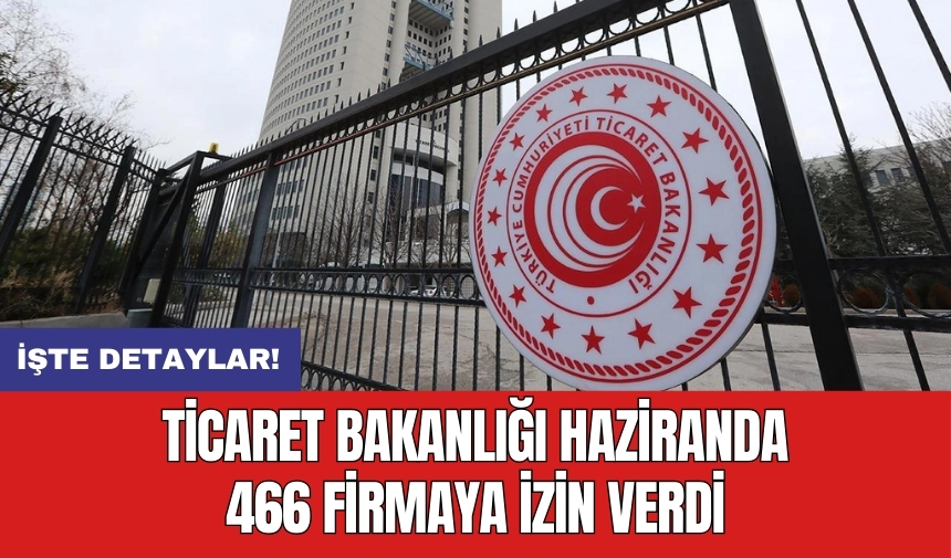 Ticaret Bakanlığı haziranda 466 firmaya izin verdi