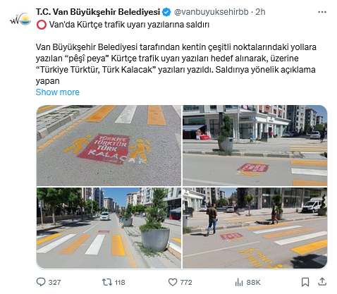 Van'da Kürtçe Yazı Krizi! Üzeri Türk Bayraklı Yazı Ile Kapatıldı 3