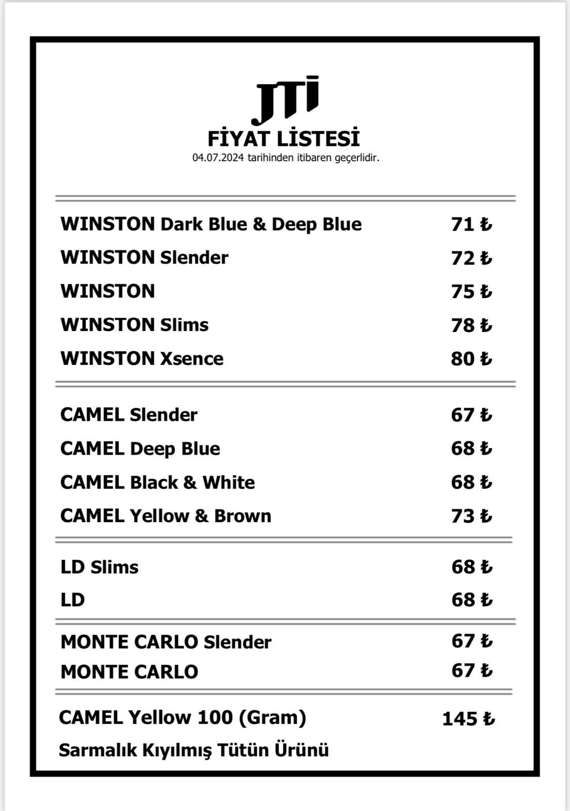 Marlboro Parliament Murattı Kent Lark Camel Winston Sigara Fiyat Listesi ve Marka Marka Güncel Sigara Fiyatları