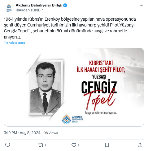 Akdeniz Belediyeler Birliği'nden Cengiz Topel Paylaşımı 2