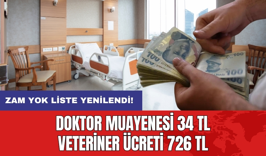 Doktor muayenesi 34 TL veteriner ücreti 726 TL: Zam yok liste yenilendi!