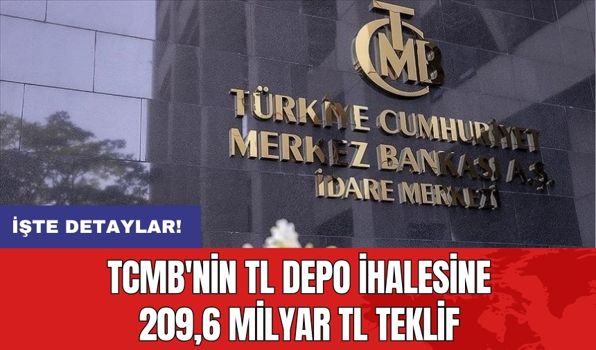 TCMB'nin TL depo ihalesine 209,6 milyar TL teklif