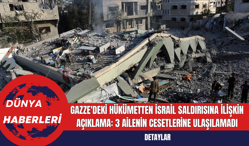 Gazze'deki Hükümetten İsrail Saldırısına İlişkin Açıklama: 3 Ailenin Cesetlerine Ulaşılamadı