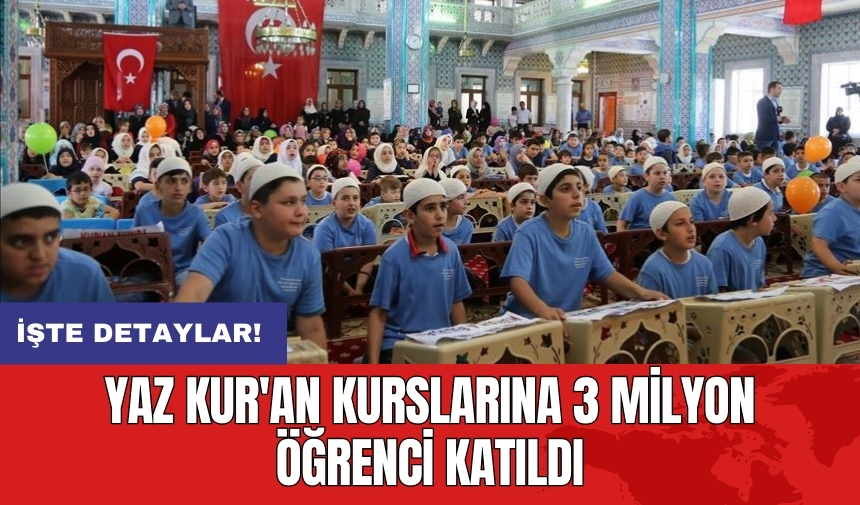 Yaz Kur'an Kurslarına 3 milyon öğrenci katıldı