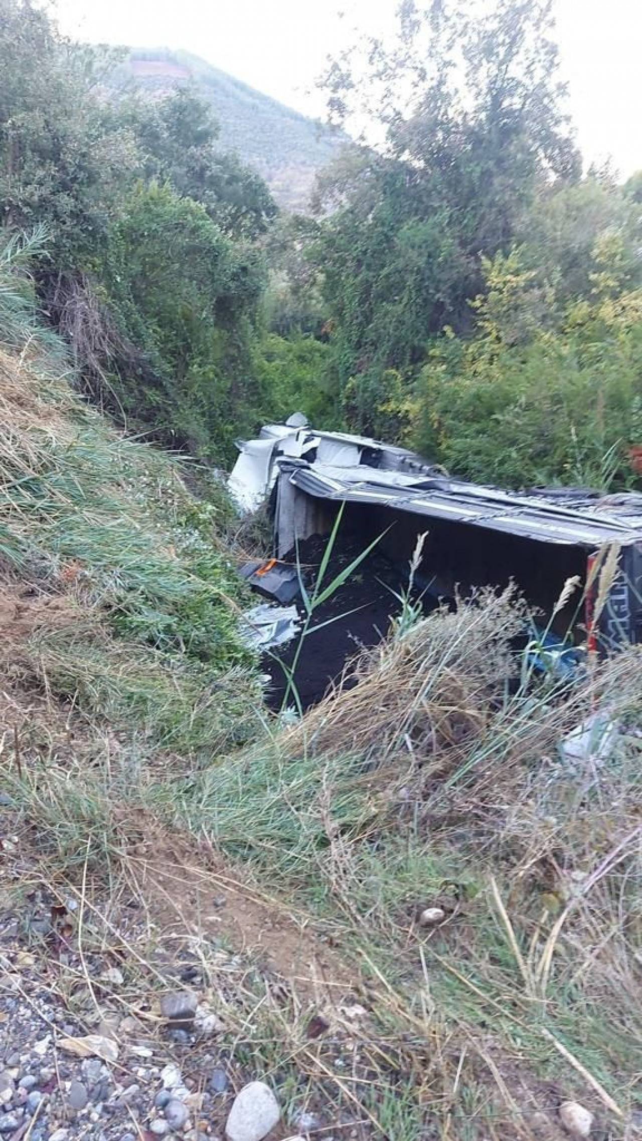 Sera gübresi taşıyan TIR şarampole uçtu  