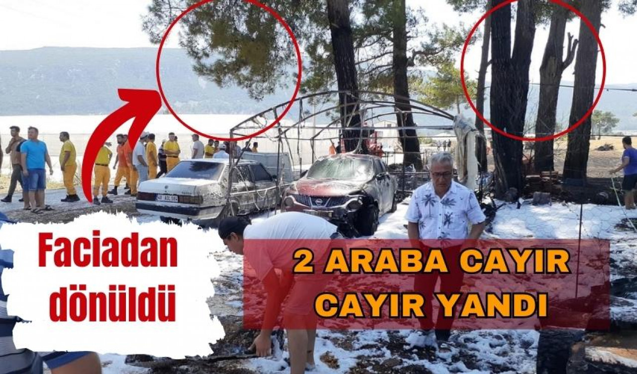 Antalya'da 2 araç yandı, faciadan dönüldü