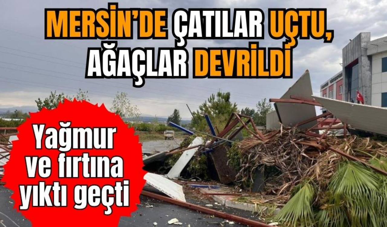 Mersin'de okul çatıları uçtu, ağaçlar devrildi