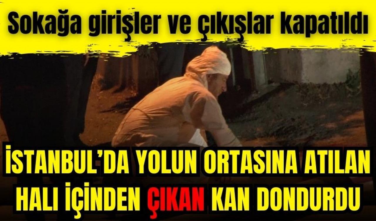 Yolun ortasına bırakılan halının içinden çıkan kan dondurdu