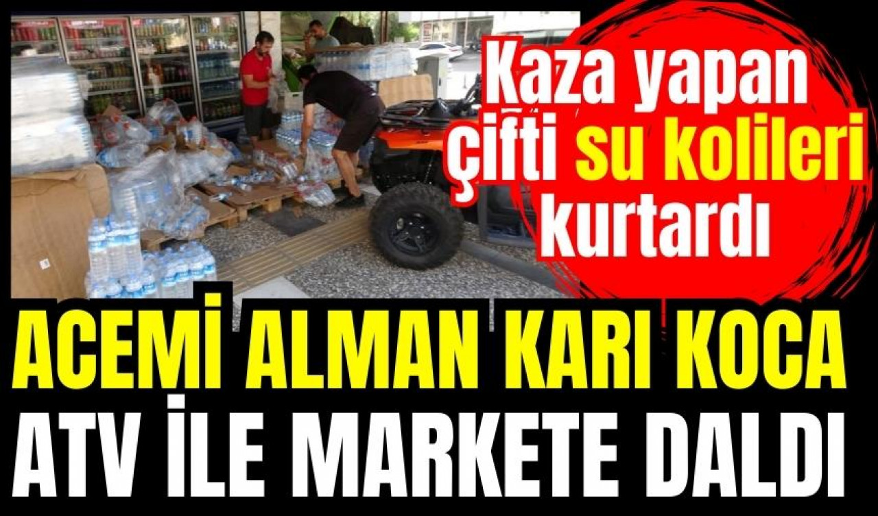 Acemi Alman çift ATV ile markete böyle daldı