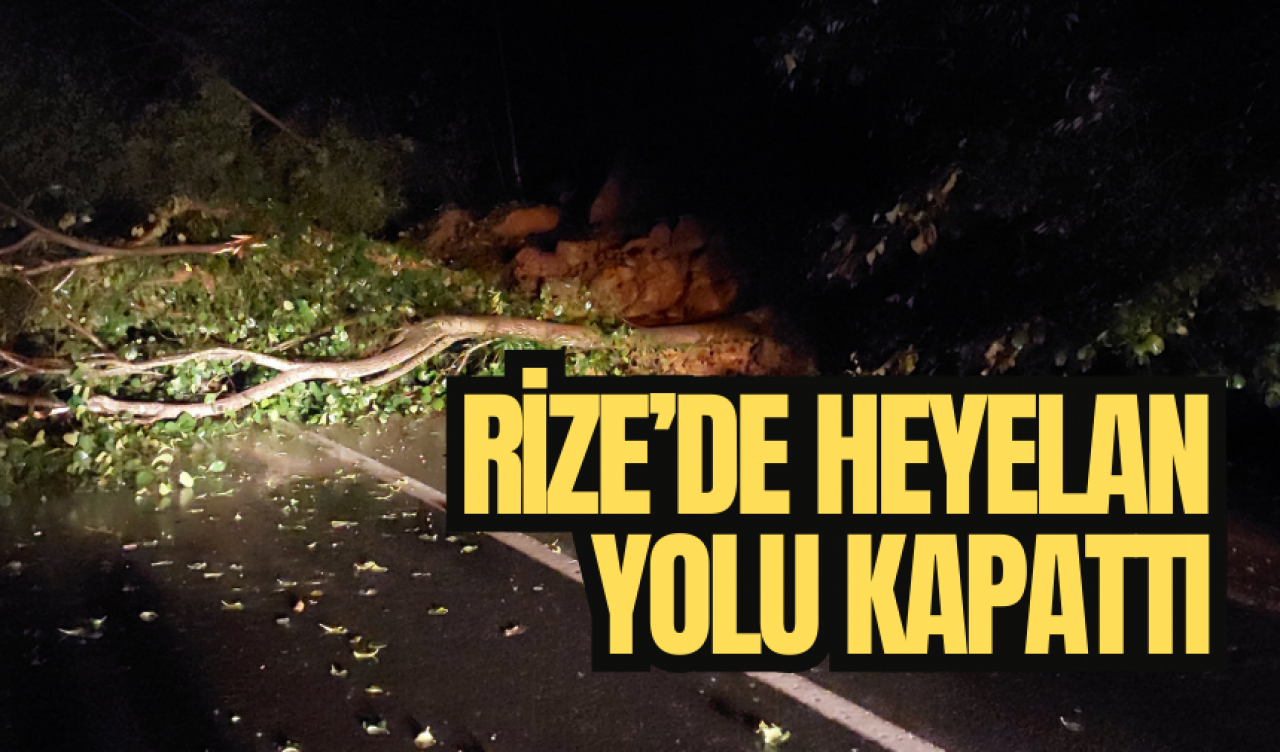 Rize'de heyelan nedeniyle 1 saat trafik durdu