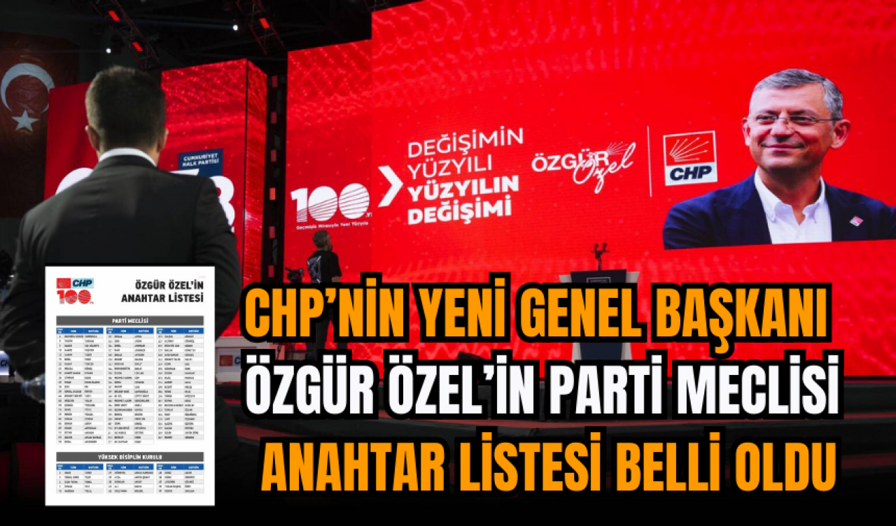 CHP’nin Yeni Genel Başkanı Özgür Özel’in Parti Meclisi Anahtar Listesi Belli Oldu