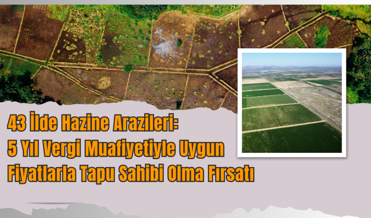 43 İlde Hazine Arazileri: 5 Yıl Vergi Muafiyetiyle Uygun Fiyatlarla Tapu Sahibi Olma Fırsatı