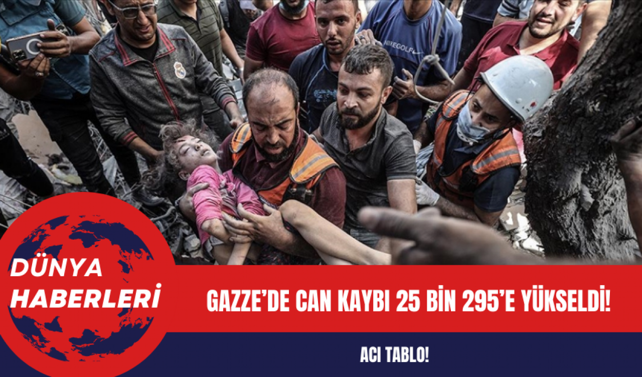 Gazze’de can kaybı 25 bin 295’e yükseldi