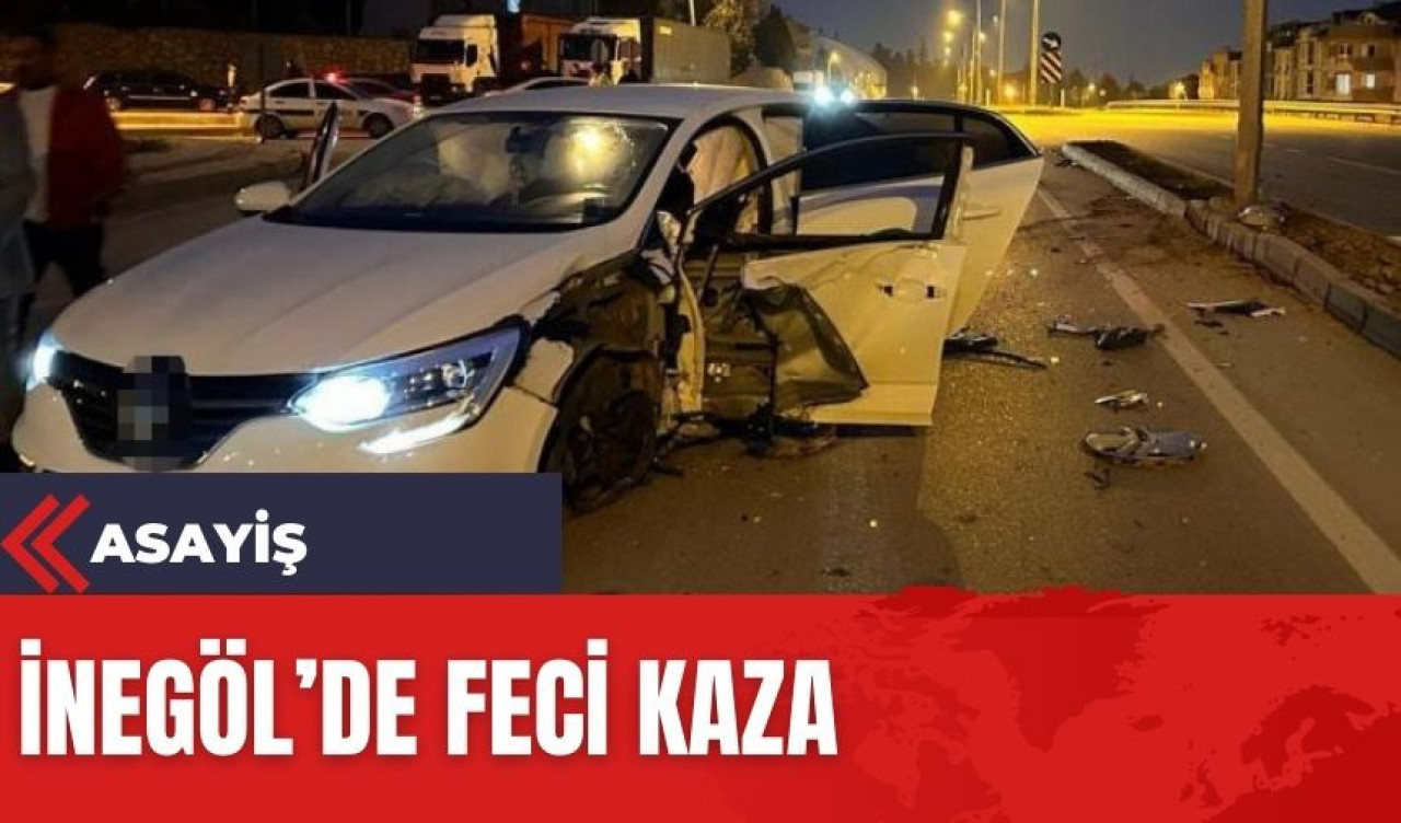 İnegöl'de 2 otomobil feci şekilde çarpıştı