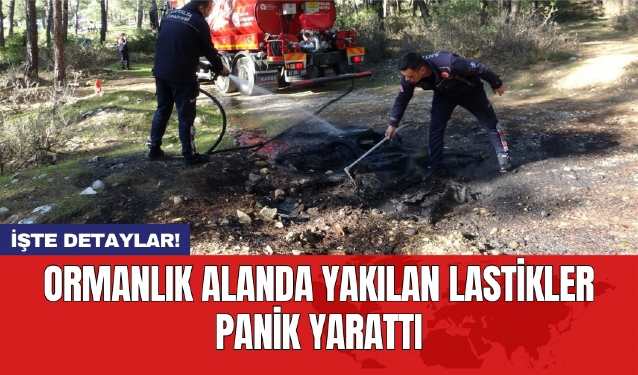 Ormanlık alanda yakılan lastikler panik yarattı