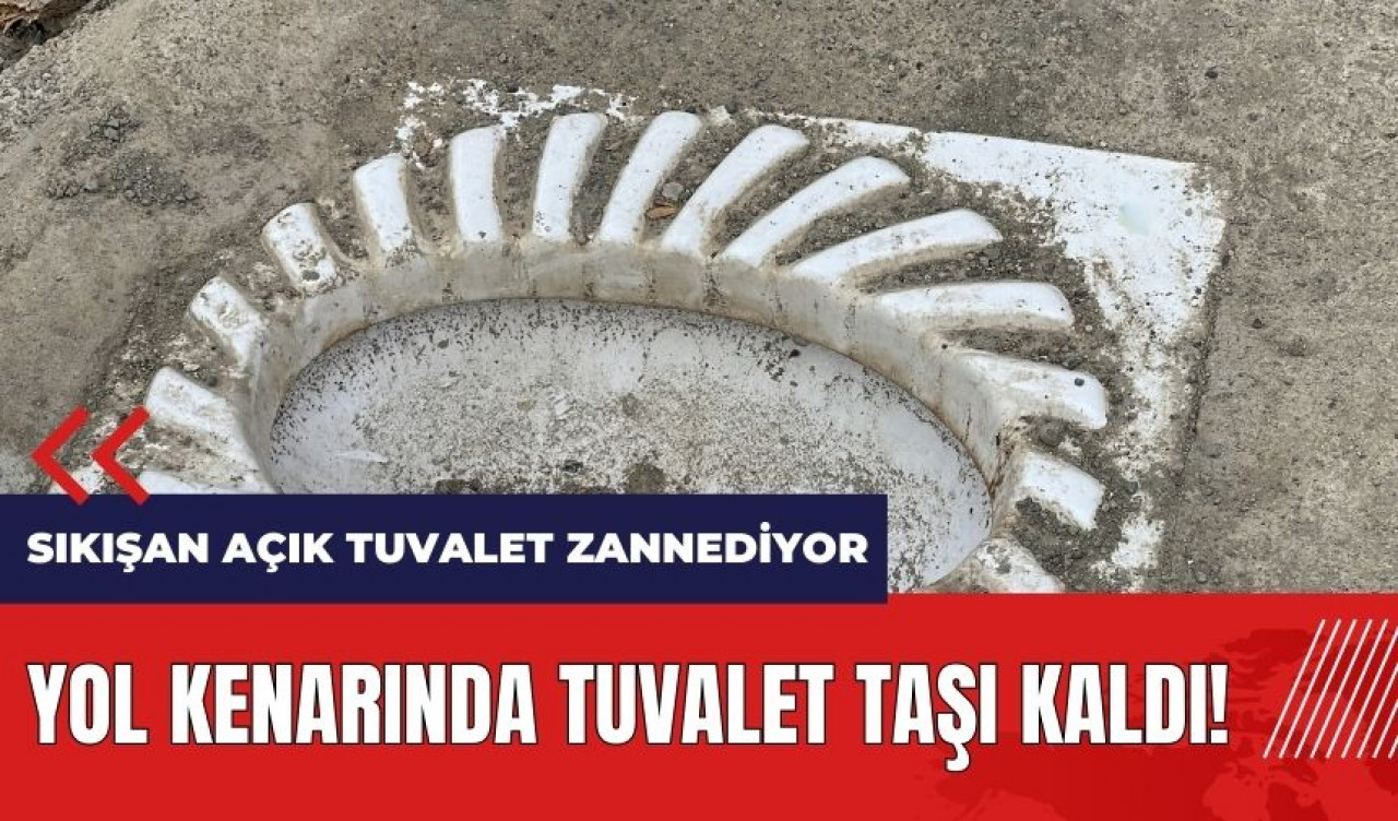 Yol kenarında tuvalet taşı kaldı! Sıkışan açık tuvalet zannediyor