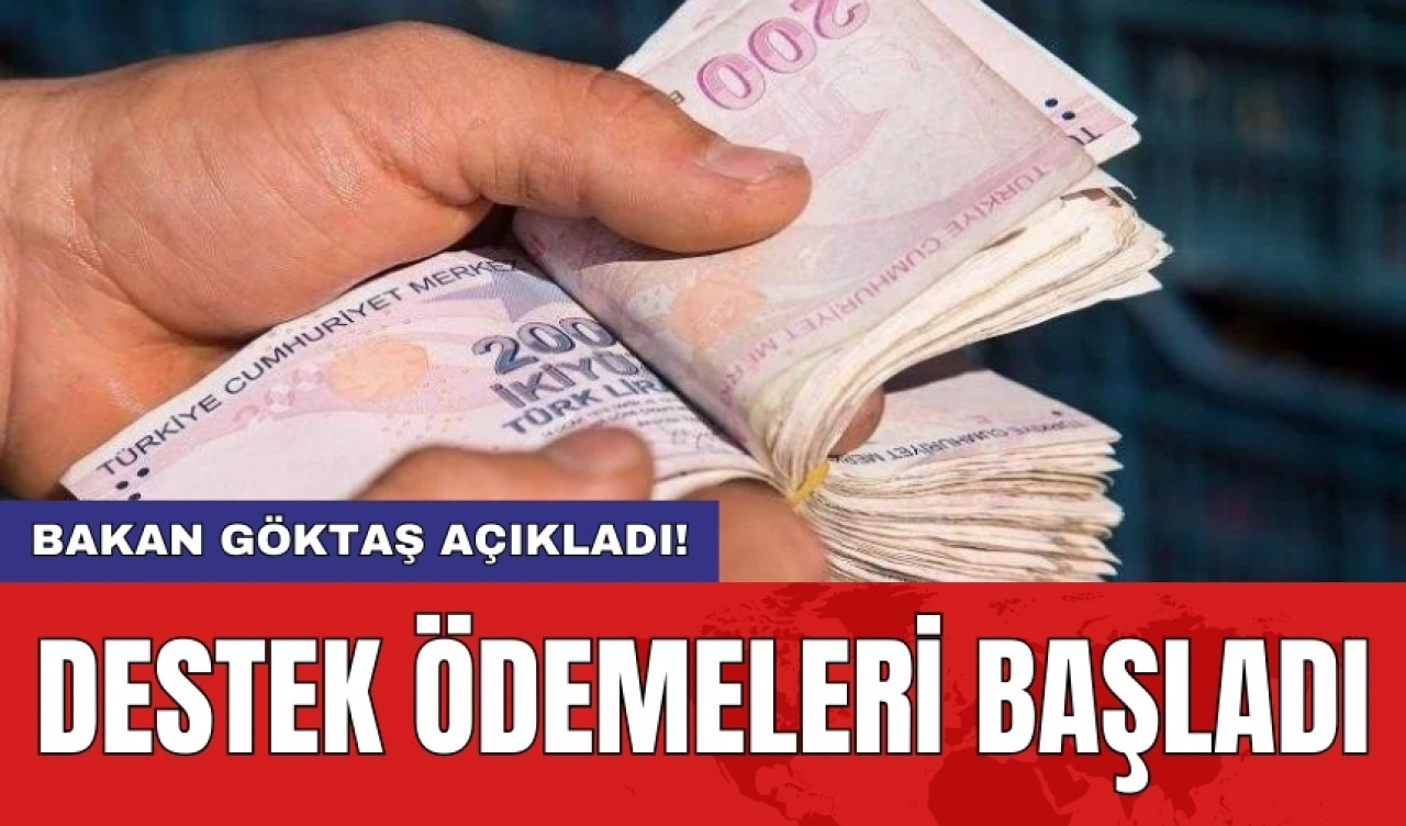 Bakan Göktaş açıkladı! Destek ödemeleri başladı