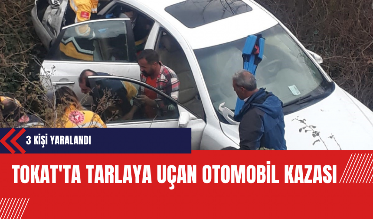 Tokat'ta Tarlaya Uçan Otomobil Kazası: 3 Kişi Yaralandı