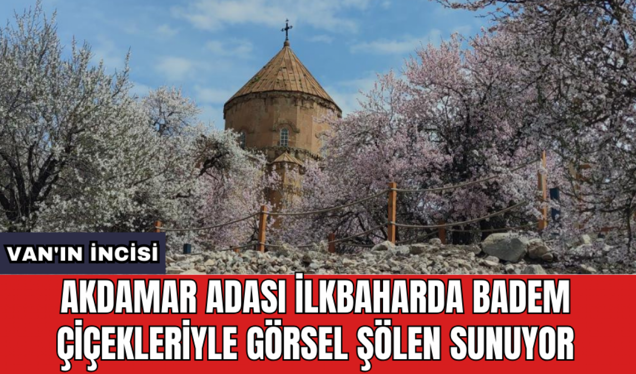 Akdamar Adası ilkbaharda badem çiçekleriyle görsel şölen sunuyor