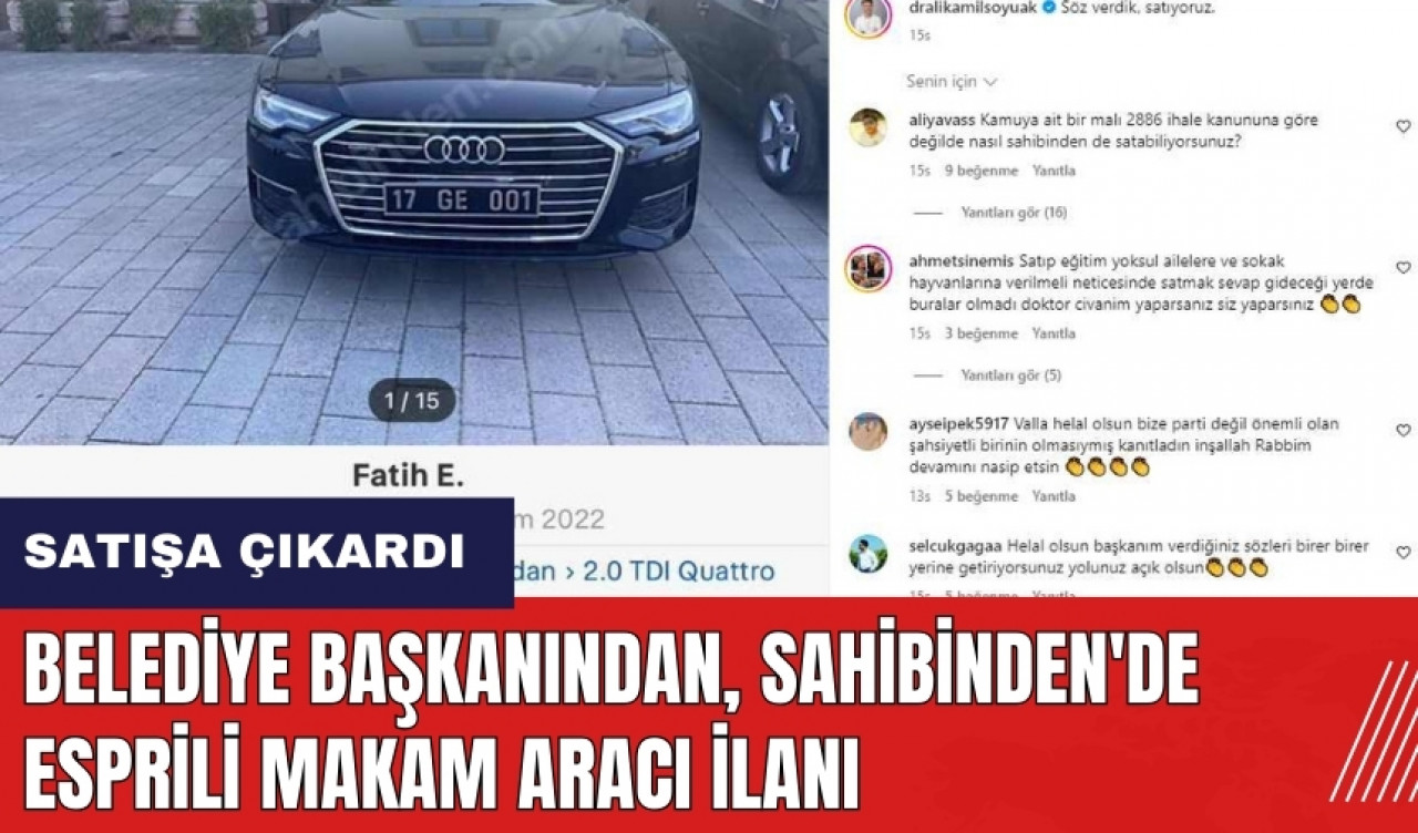 Belediye Başkanı satışa çıkardı! Sahibinden'de esprili makam aracı ilanı