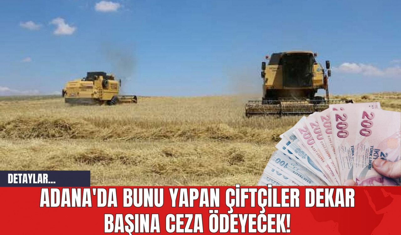 Adana'da Bunu Yapan Çiftçiler Dekar Başına Ceza Ödeyecek!