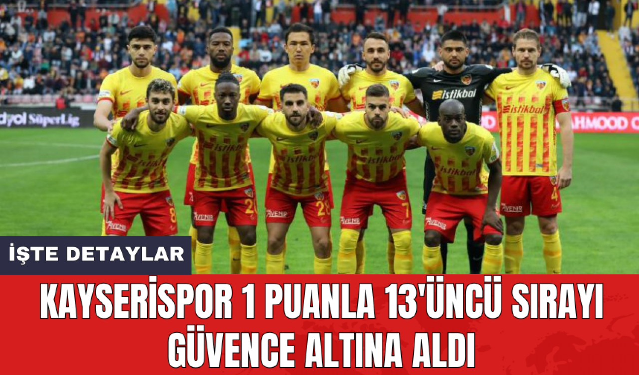 Kayserispor 1 puanla 13'üncü sırayı güvence altına aldı