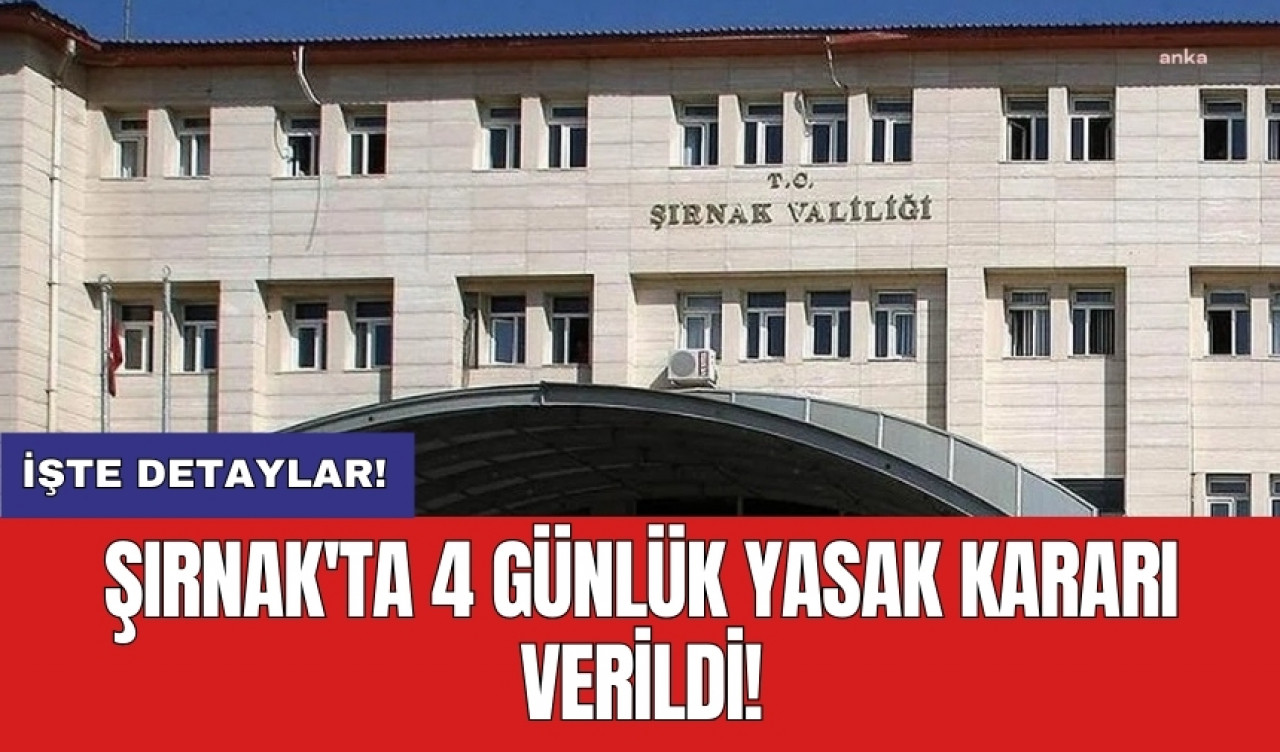 Şırnak'ta 4 günlük yasak kararı verildi!