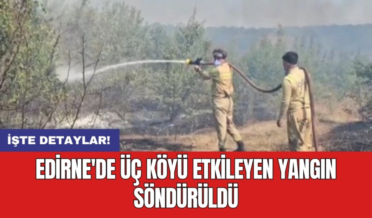 Edirne'de üç köyü etkileyen yangın söndürüldü