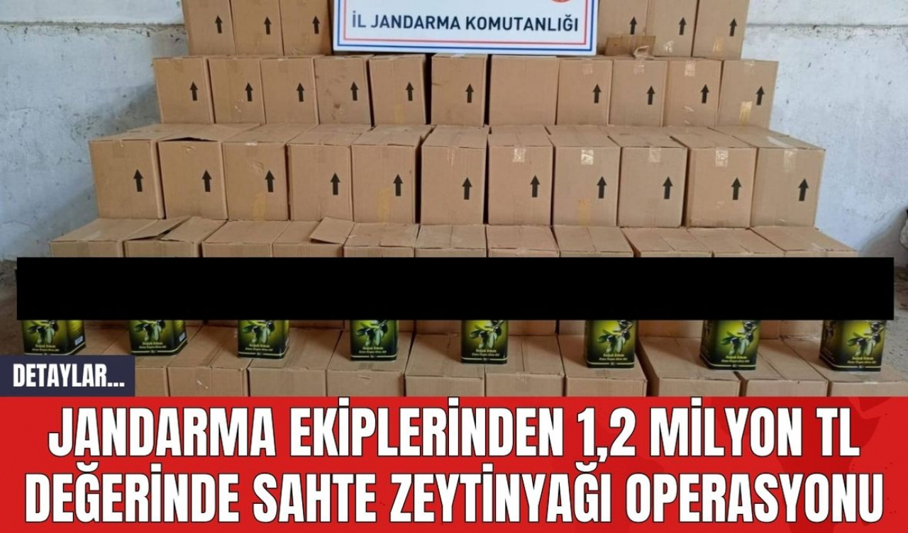 JANDARMA EKİPLERİNDEN 1,2 MİLYON TL DEĞERİNDE SAHTE ZEYTİNYAĞI OPERASYONU