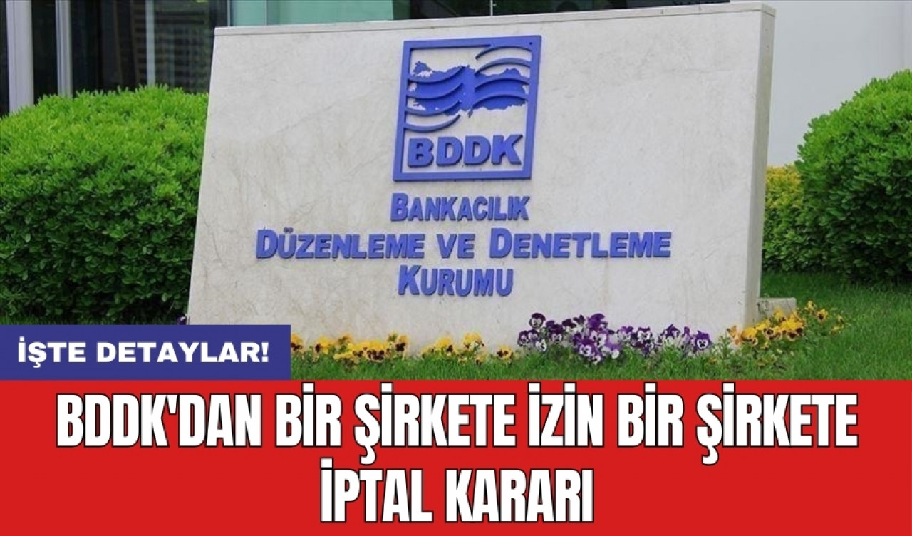 BDDK'dan bir şirkete izin bir şirkete iptal kararı