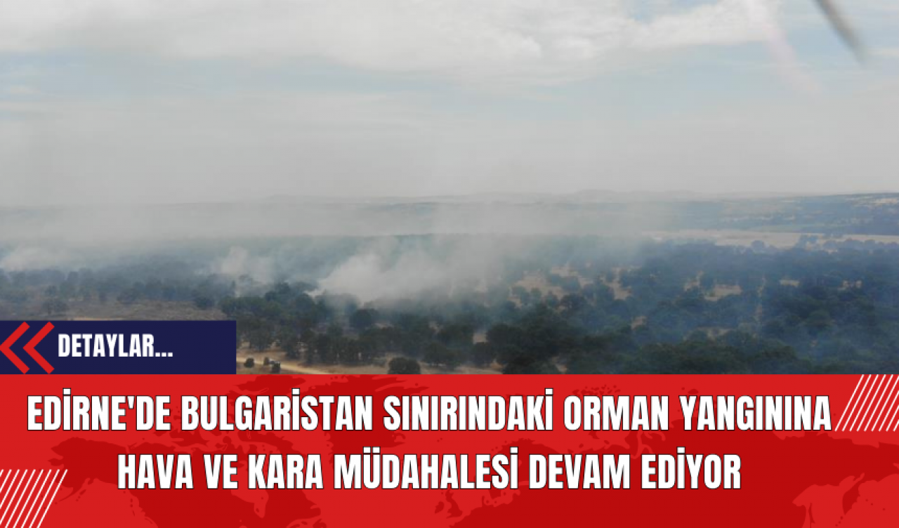 Edirne'de Bulgaristan Sınırındaki Orman Yangınına Hava ve Kara Müdahale Devam Ediyor