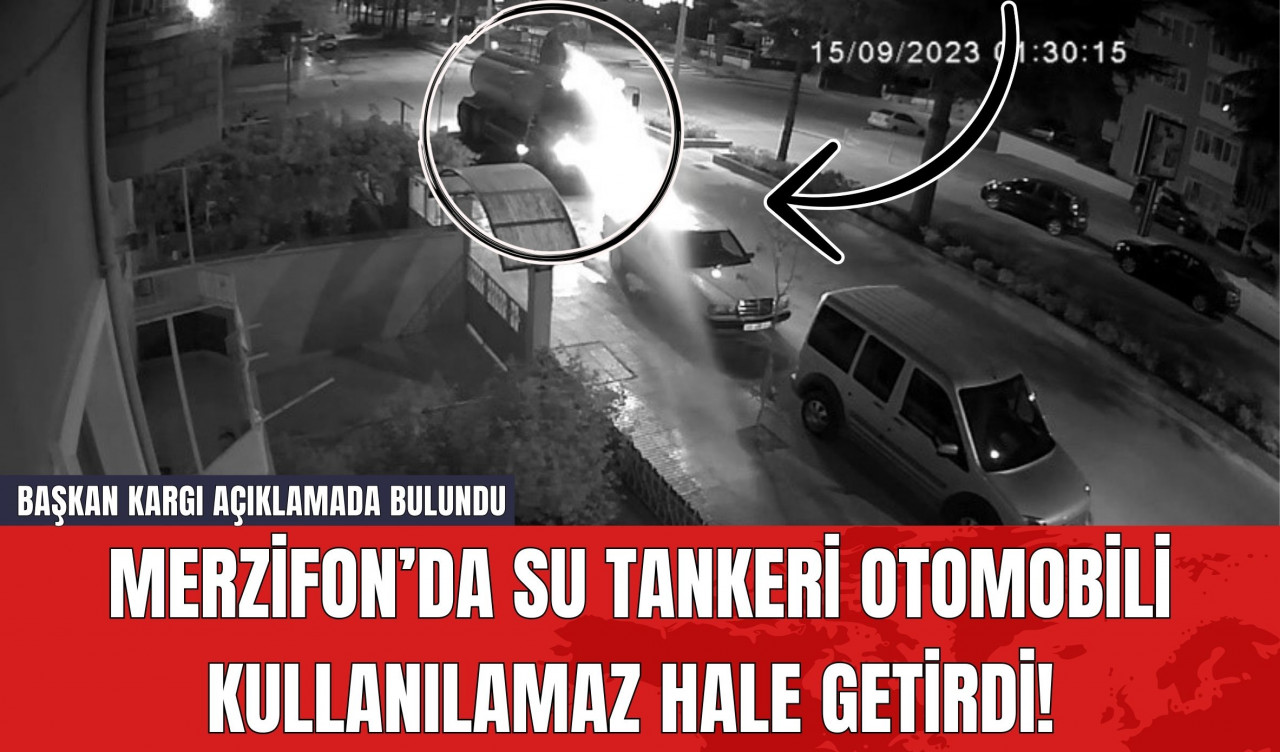 Merzifon’da Su Tankeri Otomobili Kullanılamaz Hale Getirdi! Başkan Kargı Açıklamada Bulundu