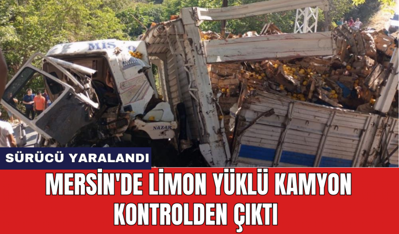 Mersin'de limon yüklü kamyon kontrolden çıktı: Sürücü yaralandı