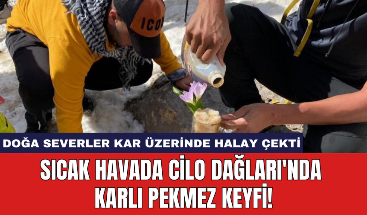 Sıcak havada Cilo Dağları'nda karlı pekmez keyfi!