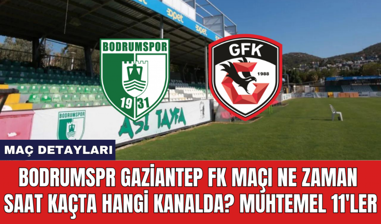 Bodrumspor Gaziantep FK maçı ne zaman saat kaçta hangi kanalda? Muhtemel 11'ler