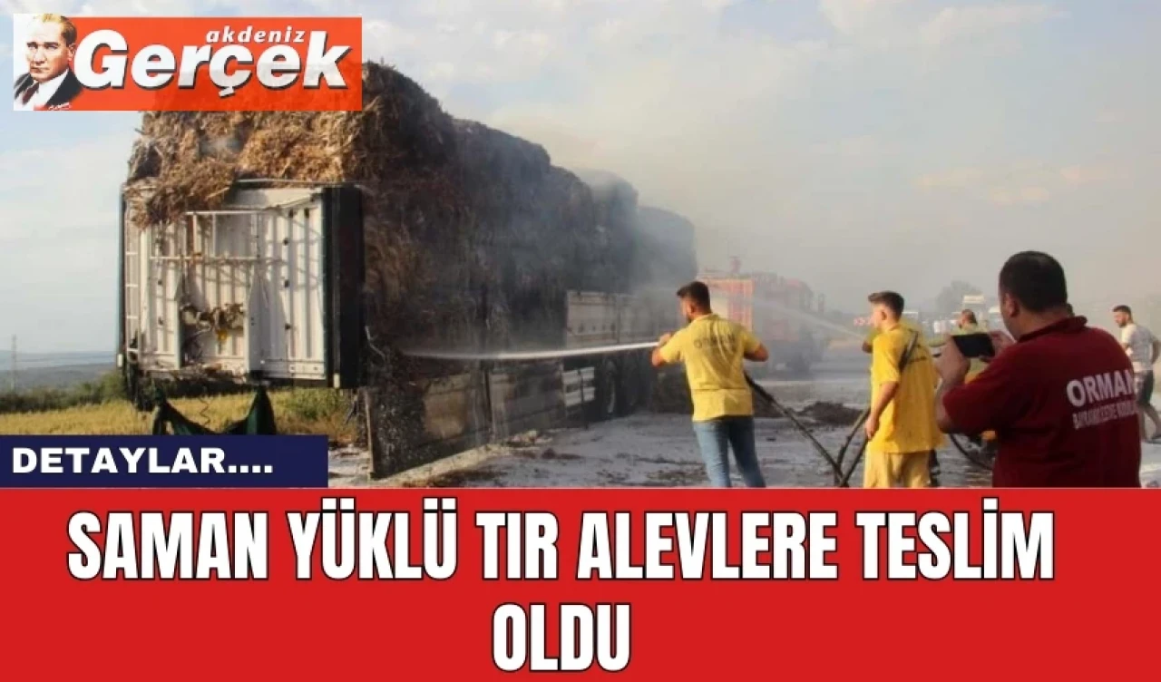 Saman yüklü tır alevlere teslim oldu