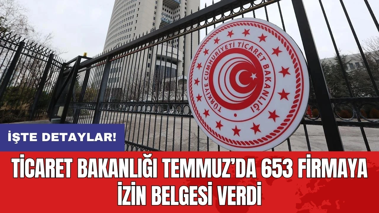 Ticaret Bakanlığı Temmuz’da 653 firmaya izin belgesi verdi