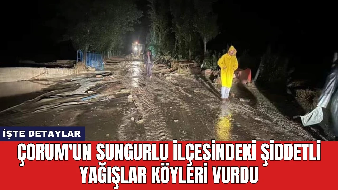 Çorum'un Sungurlu ilçesindeki şiddetli yağışlar köyleri vurdu