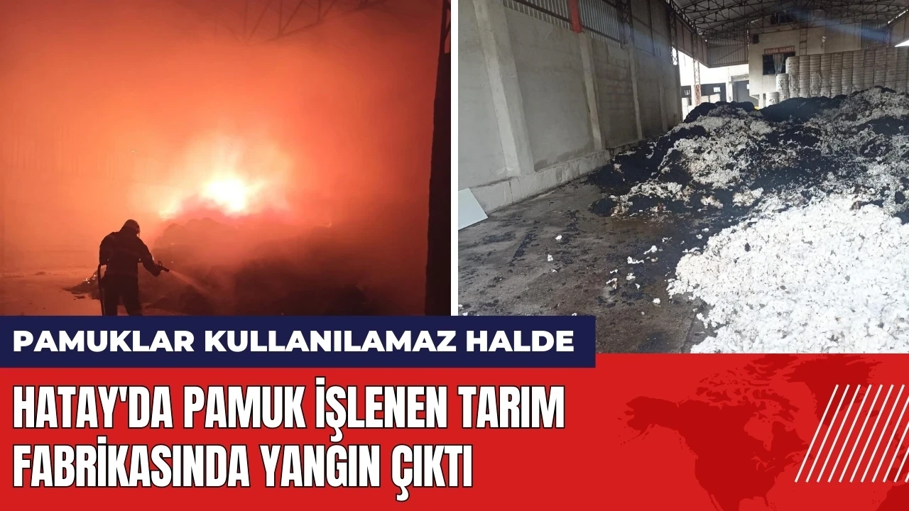 Hatay'da pamuk işlenen tarım fabrikasında yangın çıktı