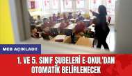 1. ve 5. Sınıf Şubeleri e-Okul'dan otomatik belirlenecek