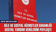 Aile ve Sosyal Hizmetler Bakanlığı sosyal yardım verilerini paylaştı