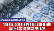 Oranlar güncellendi: 100 bin, 500 bin ve 1 milyon TL'nin aylık faiz getirisi fırladı!