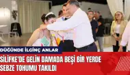 Silifke'de gelin damada beşi bir yerde sebze tohumu takıldı