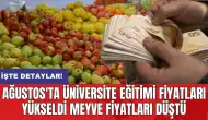 Ağustos'ta üniversite eğitimi fiyatları yükseldi meyve fiyatları düştü