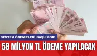 Destek ödemeleri başlıyor! 58 milyon TL ödeme yapılacak