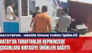 Hatay'da taraftarlar depremzede çocuklara kırtasiye ürünleri dağıttı