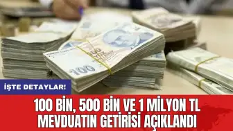 100 Bin, 500 Bin ve 1 Milyon TL mevduatın getirisi açıklandı