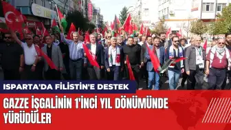 Isparta'da vatandaşlar Gazze işgalinin 1'inci yıl dönümünde yürüdüler